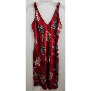 Vintage Inner Most Women's Silky Sleeveless Maxi Nightgown Dress Red Floral Sz M